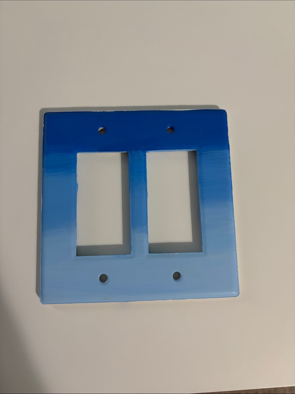 Hand-Painted Ombre Blue Double Switch Plate